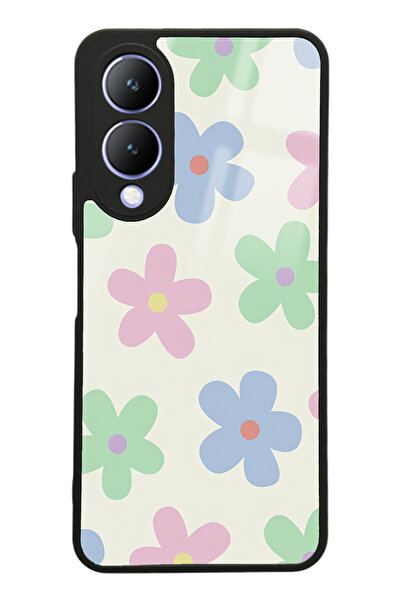 Spoyi Vivo Y17s Nude Çiçek Tasarımlı Glossy Telefon Kılıfı