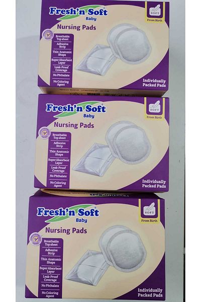 FRESHNSOFT Breast Pad 30X3 = 90 Pieces (Single Hygienic Packs)