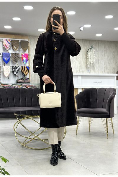 Matex - Angora Coat with Knitted Sleeves