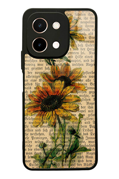 Spoyi Vivo Y28 Ayçiçeği Tasarımlı Glossy Telefon Kılıfı