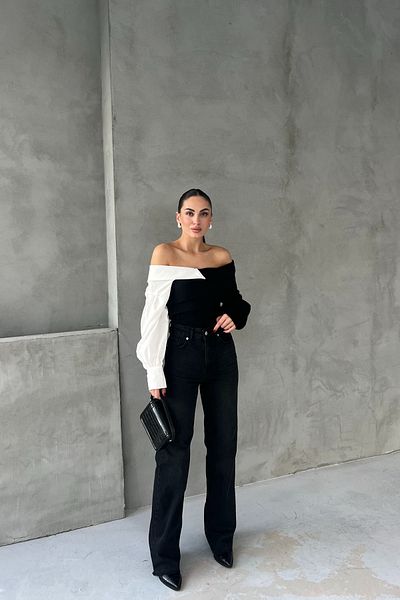 Seda Yalçın Atelier Black Straight Fit Cut-Cut Jeans