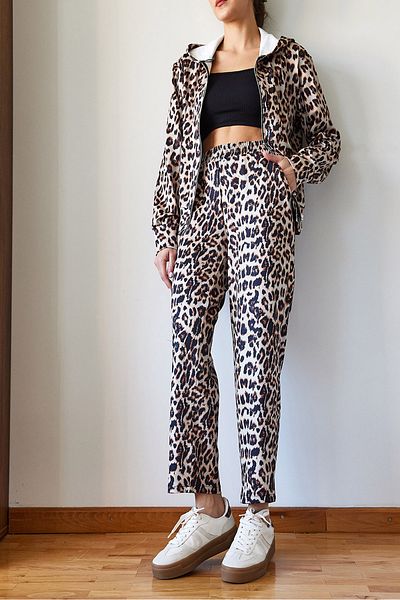 Bianco Lucci Leopardenmuster-Unterteil-Oberteil-Set MBMS047 60501047