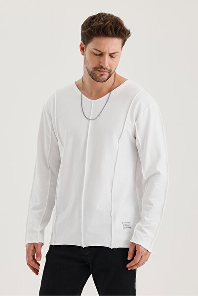 rammers Тениска с дълъг ръкав с V-образно деколте и детайлна мръсна кройка