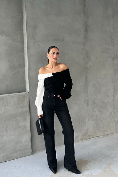 Seda Yalçın Atelier Black Straight Fit Cut-Cut Jeans