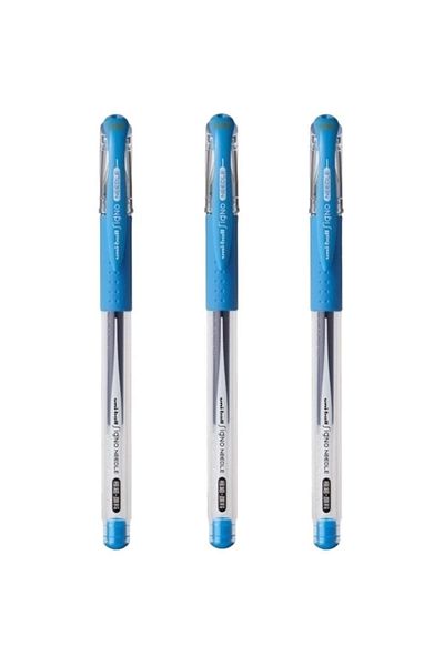 UNİ-BALL Uniball Signo Needle - 0.38 English Tip Gel Pen, Light Blue, 3 Pcs