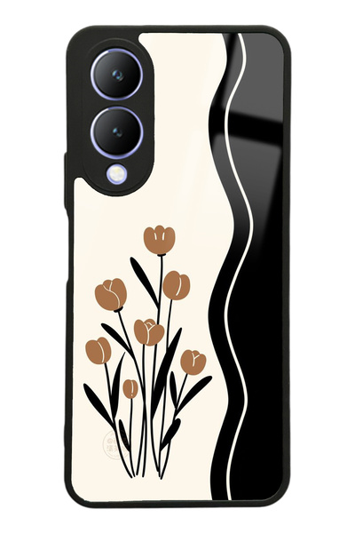 Spoyi Vivo Y17s Çiçek Motif Tasarımlı Glossy Telefon Kılıfı