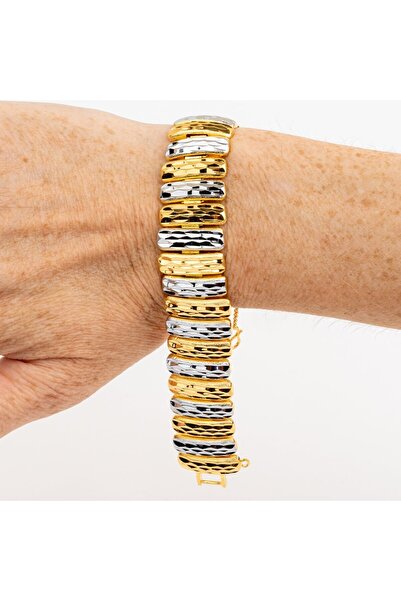 Portakal Esintisi Row Crush Plate Jeweler Model Two Color Bracelet