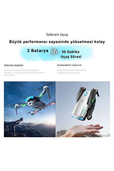 piha S98 Wıfı drone Hd Çift Kameralı Işıklı 2 Batarya ile 30dk Uçuş Süresi Taşıma Çantalı