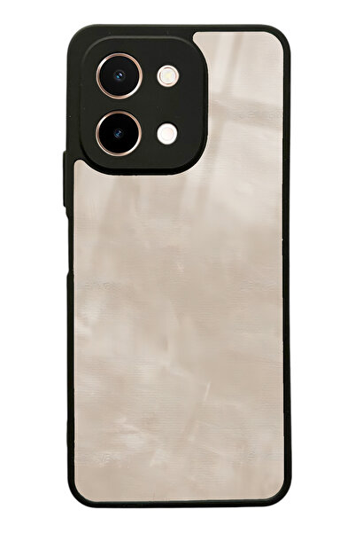 Spoyi Vivo Y28 Süt Kahvesi Mermer Tasarımlı Glossy Telefon Kılıfı