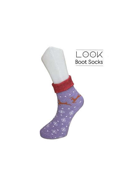 LOOKSOCKS Look Socks Women's Seamless Deer Patterned 4-Piece Boot Socks