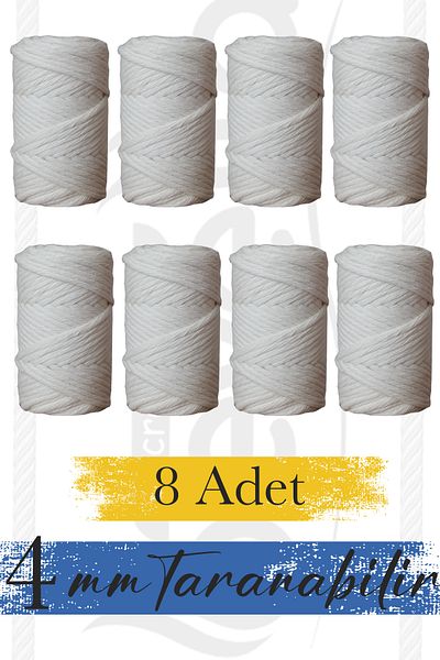 Bevella Macrame Cord Σχοινί μακραμέ εκρού 4 mm - 250 gr βαμβακερό μονό στριφτό μπορεί να διαβάσει