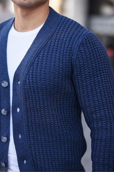 Valiberta Кардиган з ґудзиками та в'язаним візерунком - Indigo