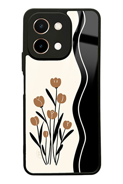 Spoyi Vivo Y28 Çiçek Motif Tasarımlı Glossy Telefon Kılıfı