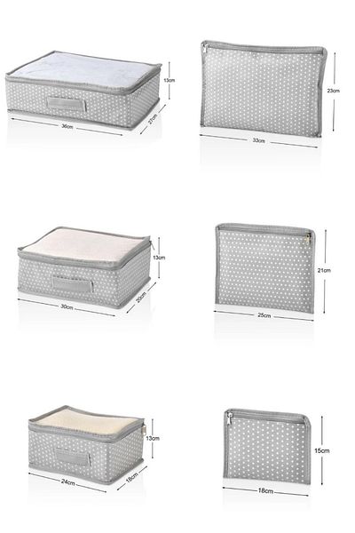 Trink Çanta 6-Piece Suitcase and Suitcase Set - Mesh and Polka Dot