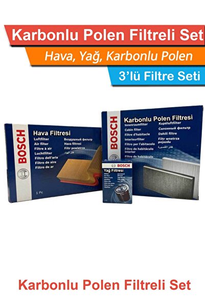 Bosch Mercedes C180 1.8 M271.952 W204 Bosch Filtre Bakım Seti 2008-2014 Hava+Yağ+Karbonlu Polen