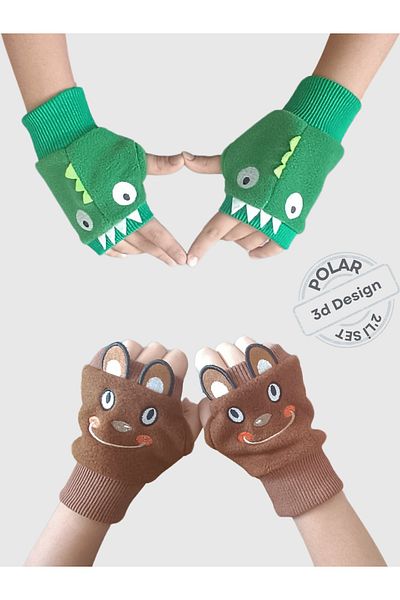 Casabony Комплект от 2 полярни ръкавици Bear & Crocodile