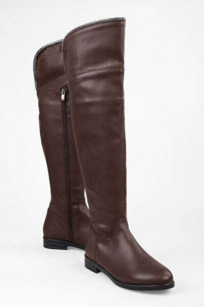 Shoeberry Cizme de damă din piele maro Toon