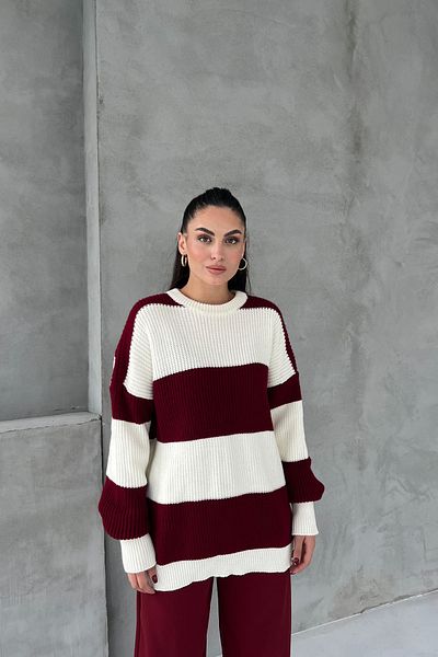 Seda Yalçın Atelier Claret Red Penida Color Block Oversize Sweater