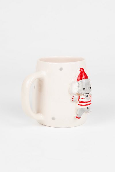 Loomart Handmade Ceramic Mug with 3D Embossed Elephant Figure 400 ml