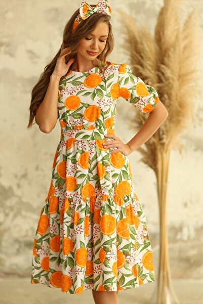 KÜÇÜĞÜM BUTİK Layered Dress - Orange Patterned