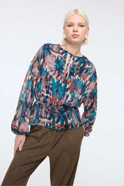 Berr-ın Geniş Kol Pileli Bluz Kiremit