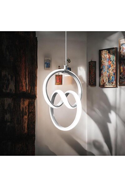 KRAYDINLATMA Kordelya Gri Modern Ultra Beyaz Ledli Sarkık Ledli Avize