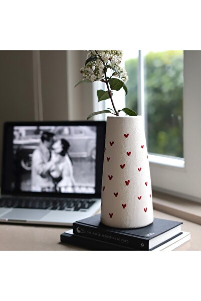 Deart İstanbul Minik Kalpli Vazo 21x10 Cm.