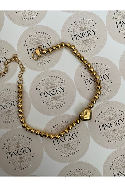 Pinery Jewels İri Kalp Sıralı Toplu Kararmaz Kelepçe Kadın Bileklik