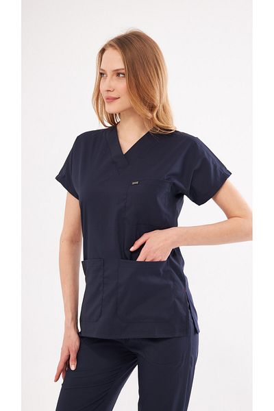 TIPMOD Unisex Bat Sleeve Lycra Navy Blue Doctor / Nurse Uniform / Scrubs