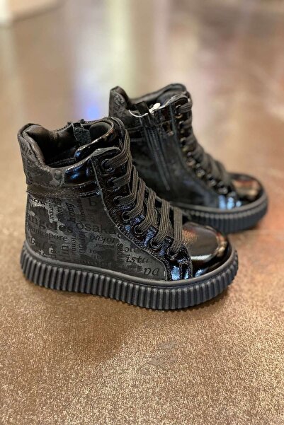 moona kids 26-36 Numara Kız Çocuk Hakiki Deri Siyah Bot