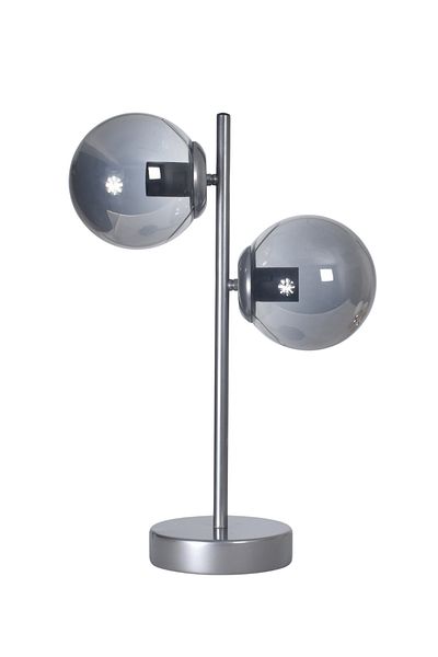 Modavize Livi Gray Colored Modern Design Metal Smoke Glass Lampshade and Table Lamp - Set of 2