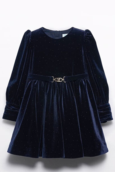 Abel & Lula Дівчача сукня з шовкового оксамиту - синя