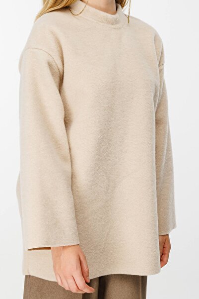 Hooopstore Βαμβακερό πουλόβερ με υφή μπεζ