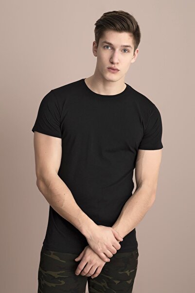 TENA Black Basic Men's T-Shirt - Crew Neck