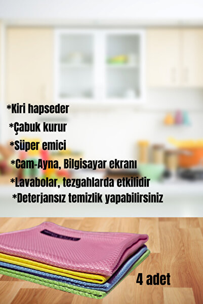 Attolya 4 Ad.mikrofiber Temizlik Bezi, Cam Bezi, Mutfak Bezi, Tv Ekran Bezi, ...