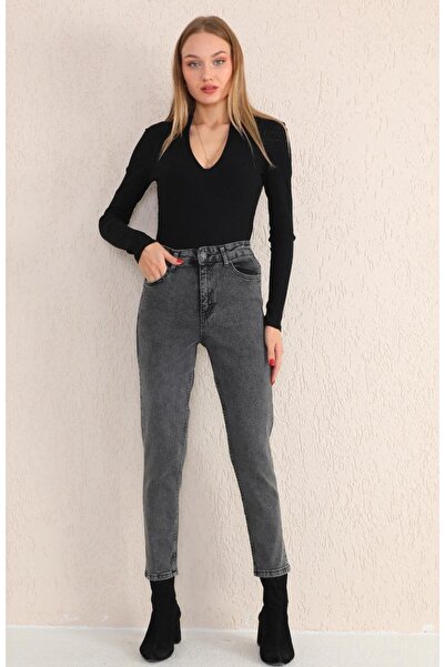 Rich Star جينز أمي رمادي غامق مستقيم