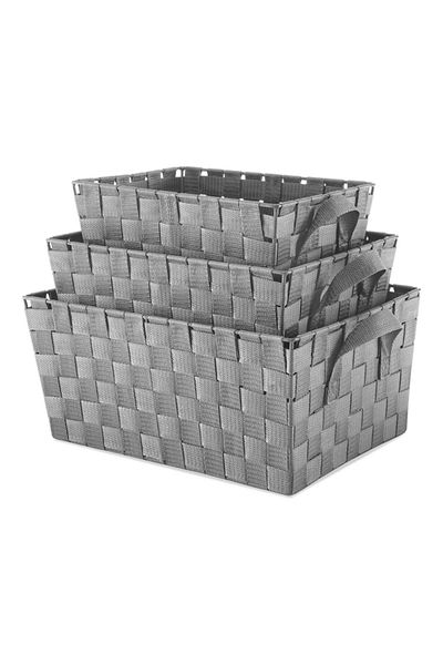 Whitmor 3-Piece Woven Strap Storage Basket Set