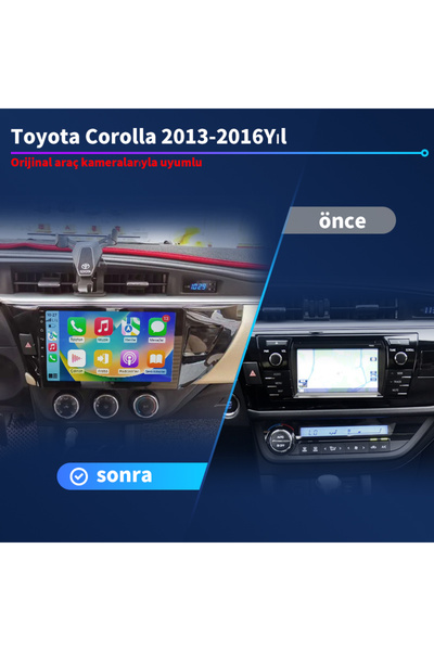 Toyota Corolla (2013-2016) Uyumlu Carplay/navigasyon/gps/geri Vites Arka Görünümü Ile/10ınç/2 32gb