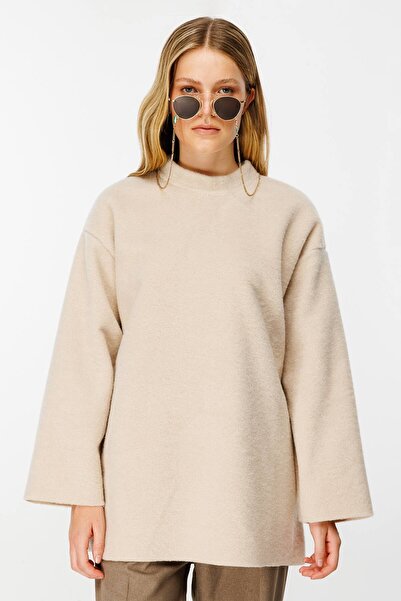 Hooopstore Βαμβακερό πουλόβερ με υφή μπεζ