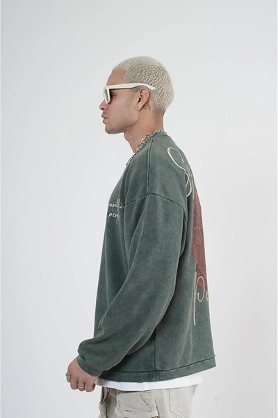 Butik TREND WE Crew Neck Μπροστινό και Πίσω Φούτερ Unisex με στάμπα που πλένεται