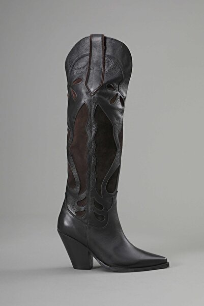 The Moirai Hakiki Deri Süet Kovboy Kadın Çizme