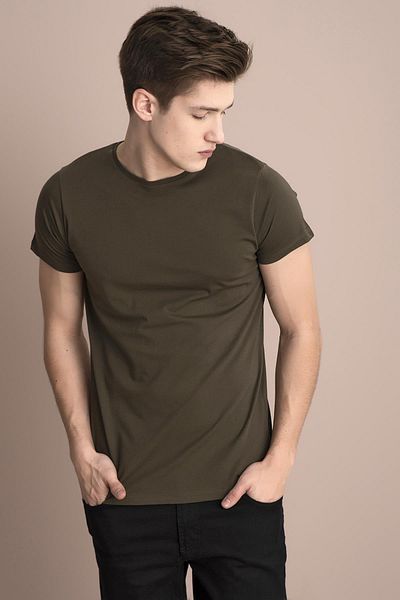 TENA Ανδρικό μπλουζάκι Χακί Basic - Crew Neck