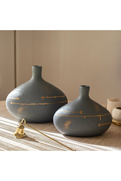 Deart İstanbul Nova Dekoratif Ikili Vazo 24x12x19 Ve 30x14x25 Cm.