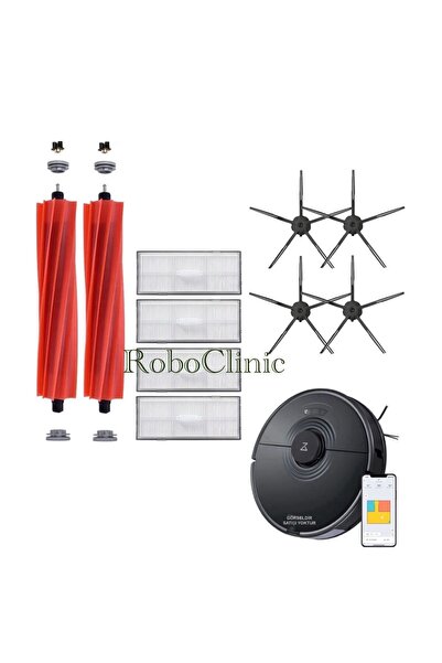 Roboclinic Roborock S7 Plus - Aspirator robot negru, perie principală și late...