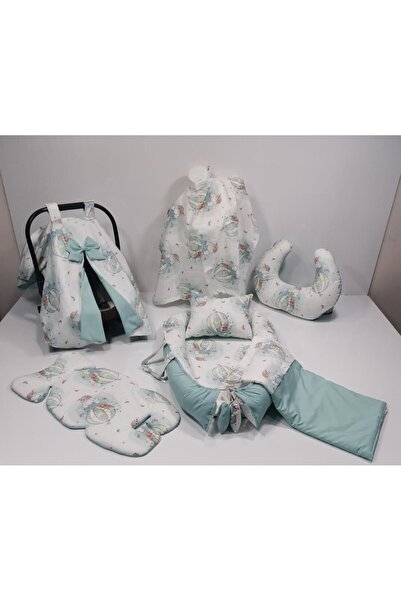 Balamira BALAMİRA YEŞİL BALONLU OVAL 7 Lİ BABYNEST SETİ