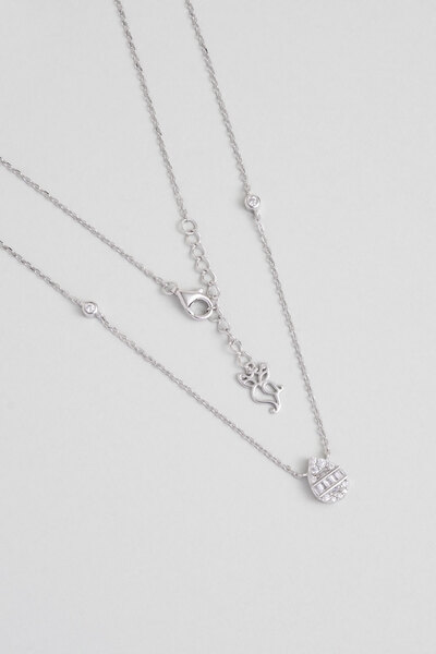 So CHIC... Minimal 18 Ayar Beyaz Altın Kaplama 45 Cm Gümüş Baget Kolye