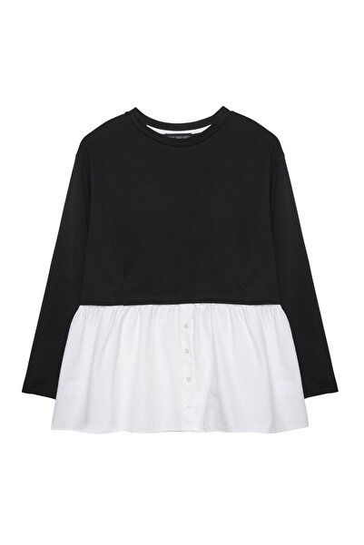 Quzu سويت شيرت أسود - مزود بأزرار وتفاصيل مطابقة