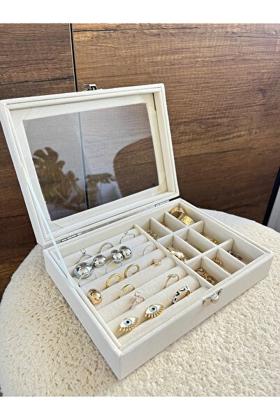 kiraz Διαφανές διαμέρισμα Κοσμήματα Organizer Κουτί κοσμημάτων Δαχτυλίδι Κολι...