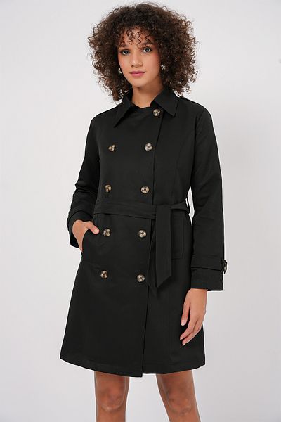 Bigdart 5935 Double Breasted Collar Trench Coat - Black