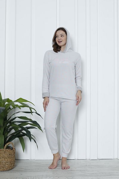 Wordex Set de pijamale de iarnă cu glugă Welsoft din fleece Fwn 3903 pentru femei
